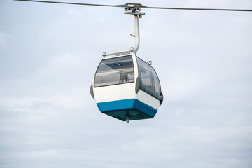 funicular or ropeway and public transport through gulf or river or channel in Lisbon in Portugal.