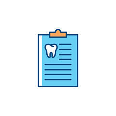 Dentist Medical History icon. Dentist's Notebook and tooth thin line art icons, Dental Care. Vector flat illustration