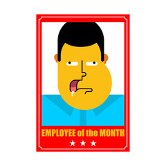 Employee of month. Best worker. Portrait in frame on wall. Vector illustration