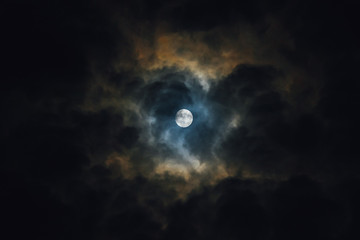moon at night with clouds