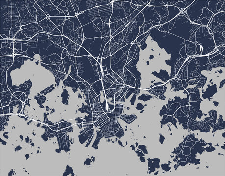 vector map of the city of Helsinki, Finland