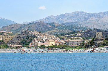 Fototapeta na wymiar panoramic view of the city of Scalea, Calabria, south of Italy