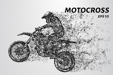 Fototapety  Motocross cząstek. Motocyklista zaangażowany w motocross. Skok motocyklisty.