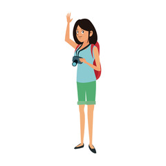 Woman tourist cartoon vector illustration graphic design