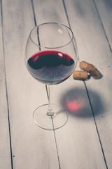 Fototapeta na wymiar bottle and glass with red wine