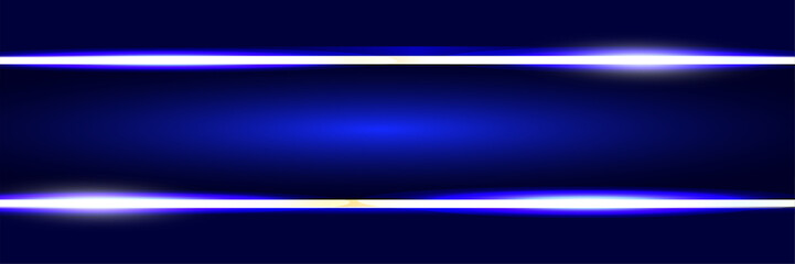 Blue panoramic background with glowing lines. Place for the advertising text.