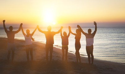 Young group people on beach