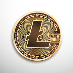 Litecoin golden coin.