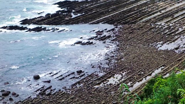 自然風景　日南海岸堀切峠から見た波状岩　通称鬼の洗濯板