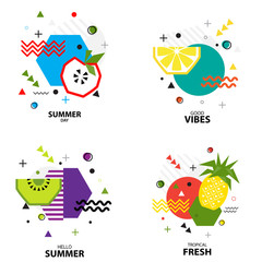 Trendy style geometric pattern with fruit, vector illustration