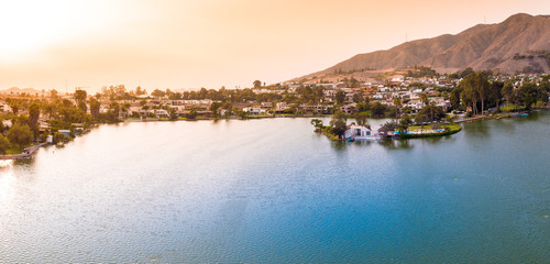 Obraz premium Aerial view of La Molina Lake. In LIma, Peru.