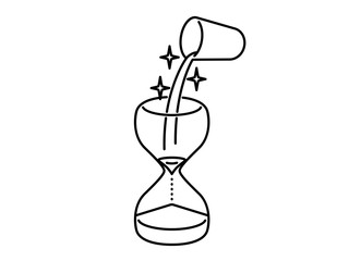 Deadline extended represented by pouring more sand into hourglass
