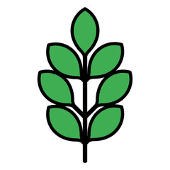 branch with leafs decorative icon vector illustration design