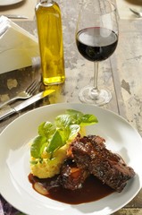 Lacquered Rib with Creamy Polenta and Watercress