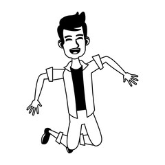 Happy young man jumping vector illustration graphic design