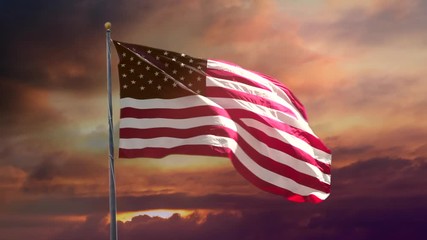 American Flag in Slow Motion. Celebrate USA and 4th of July with video if flag waving wind. Great for History, corporate projects. - Powered by Adobe