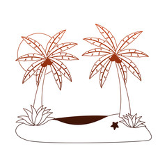 Beach and palms cartoons vector illustration graphic design