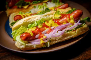 Gardinen Fancy Grilled Hotdogs © Ezume Images