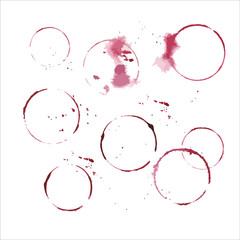 Vector wine glass stain circle and drops