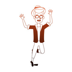 Happy young man jumping vector illustration graphic design