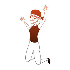 Young woman jumping vector illustration graphic design