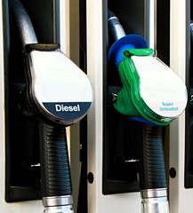 unleaded petrol at the petrol pump station