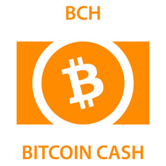 Bitcoin cash cryptocurrency blockchain icon. Virtual electronic, internet money or cryptocoin symbol, logo