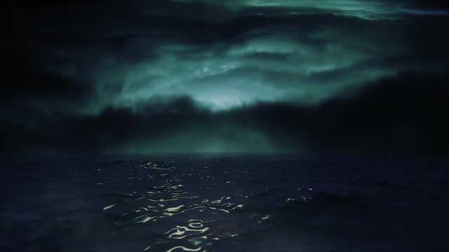 Blue Ocean View with stormy Clouds on the Horizon