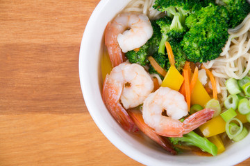 Ramen noodle prawn soup bowl