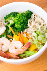 Ramen noodle prawn soup bowl