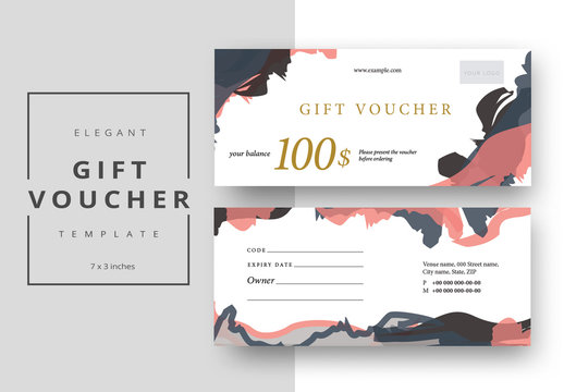 Gift Voucher Layout with Abstract Elements