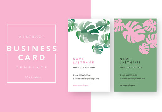 Business Card Layout with Repeating Plant Shapes