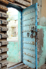 Havelis de Mandawa,  porte d'entrée métallique, Rajasthan, Inde