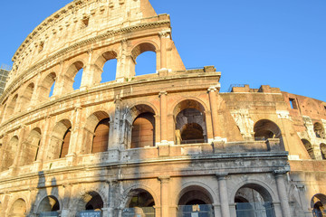Obraz premium Roman Colosseum or Coliseo in Rome, Italy. Flavian Amphitheatre. Anfiteatro Flavio