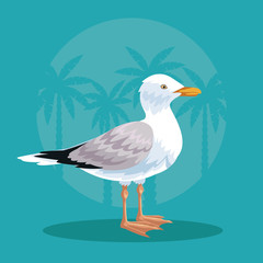 Stork in the beach cartoon vector illustration graphic design