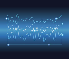 Digital music waves on blue background vector illustration graphic design