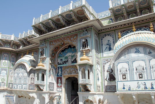 Havelis de Mandawa, magnifiques r&eacute;sidences couvertes de fresques, Mandawa, Rajasthan, Inde