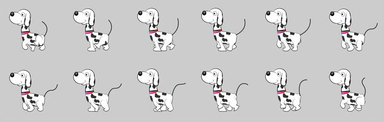 Cute dog run and walk cycle animation sprite sheet