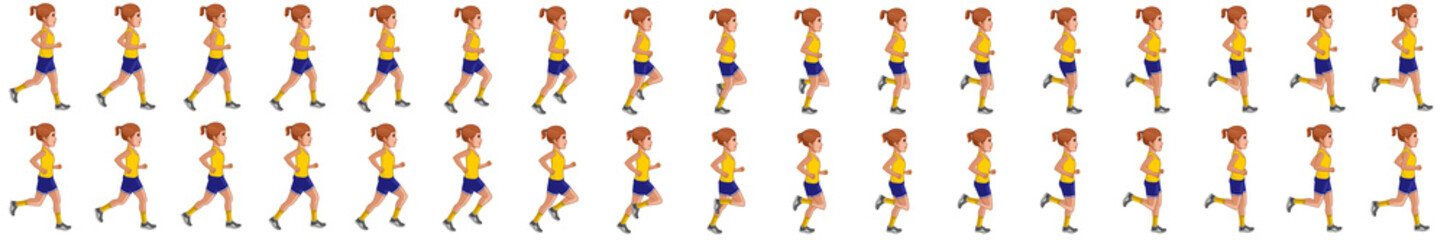 little girl  man run cycle and jogging animation spite sheet