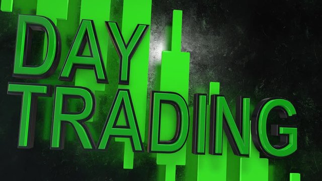 Day trading title graphic 3D animation for stock market