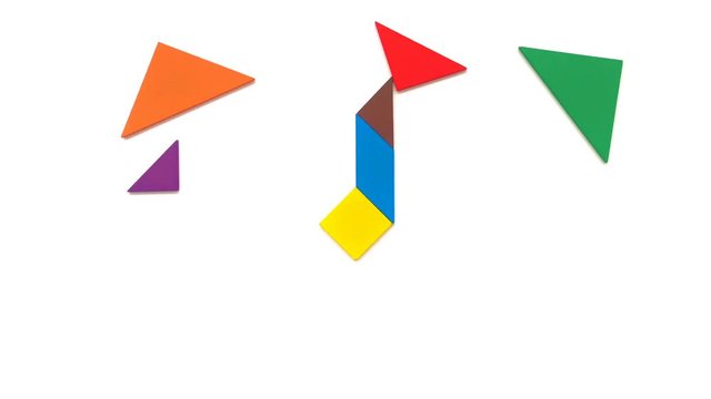tangram shaped like giraffe kangaroo horse and goat on white