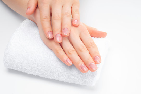 Beautiful woman  hands. Spa and manicure. Soft skin, the concept of nail care.