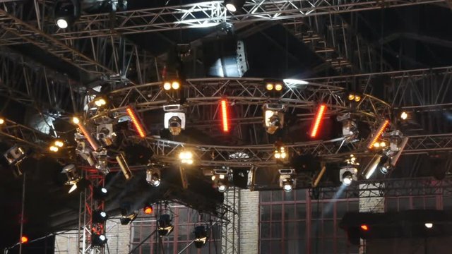 Equipment for stage lighting. Stage lighting effect in the dark