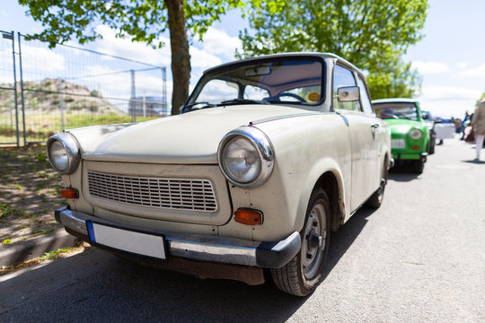 German trabant car stands on a street