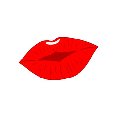 Woman's sexy kiss red lips.  Illustration