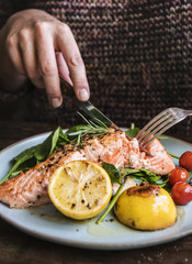 Baked salmon food photography recipe idea