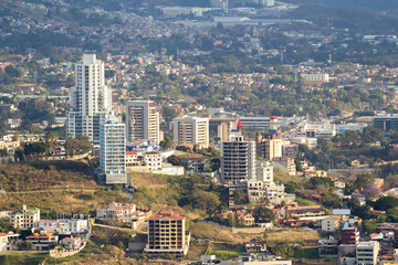 Fototapeta premium A view of a some modern office buildings in Tegucigalpa, Honduras