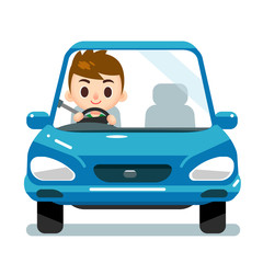 Vector male character driving a car