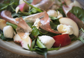 Salad with parma ham food photography recipe idea