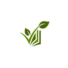 nature book vector , education logo, Modern natural leaf icon with book design logo concept icon template